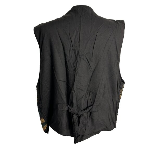 Vintage A.J. Leather Vest Womens Size Medium Woven Leather Rayon Lined Boho FLAW - Picture 2 of 12
